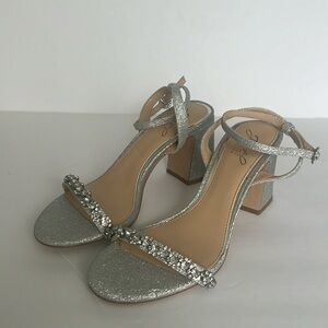 Jewel Badgley Mischka Silver Heels
